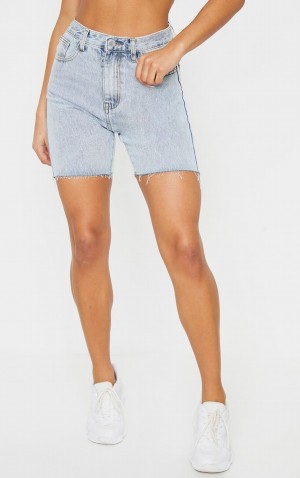 Wash Pretty Little Thing Bleach Wash Longline Fitted Shorts | GXDOITK-75