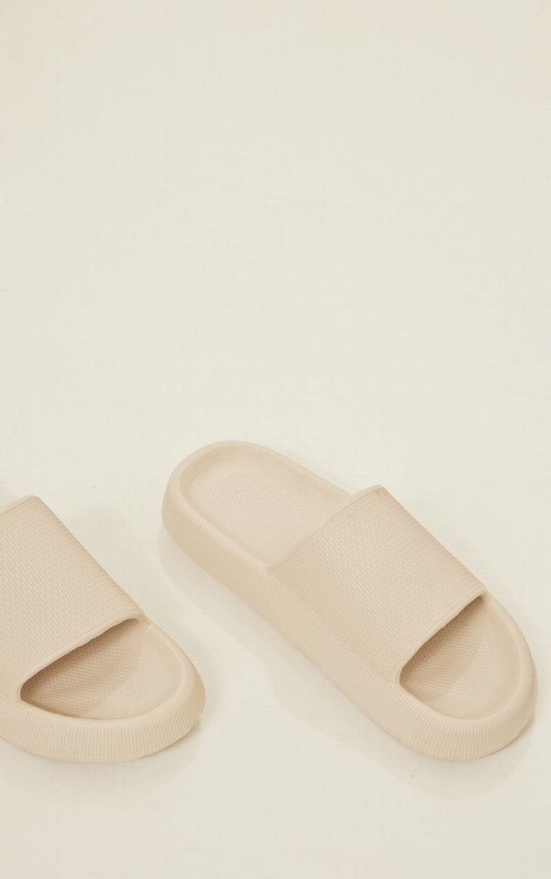 Beige Pretty Little Thing Beigeform Sole Rubber Slides | MZUNLQR-07