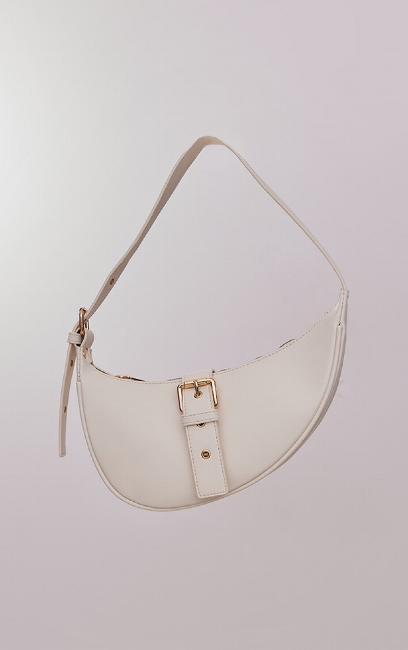 Beige Pretty Little Thing Half Moon Buckle Shoulder Bags | IHYVGTK-87