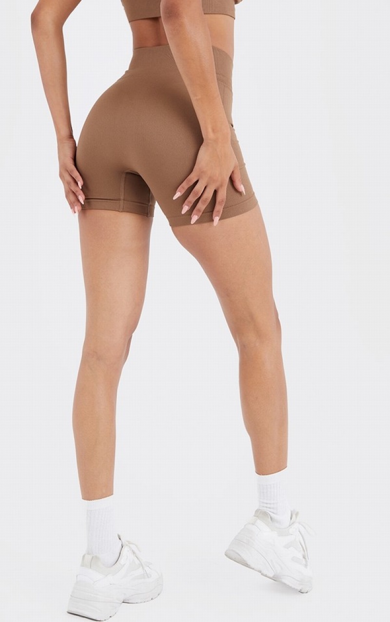 Beige Pretty Little Thing Mocha Basic Seamlessy Shorts | ZQLWTMJ-23