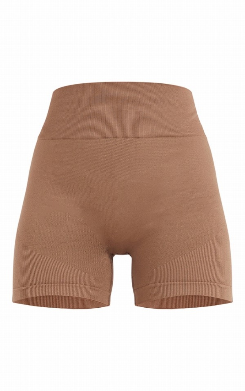 Beige Pretty Little Thing Mocha Basic Seamlessy Shorts | ZQLWTMJ-23