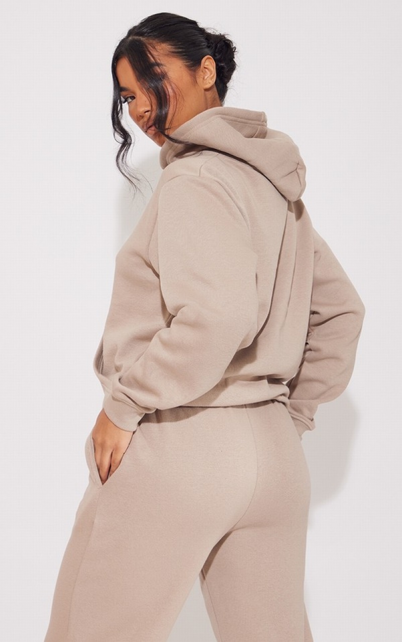 Beige Pretty Little Thing Mocha Est 2012 Oversized Hoodie | FELKOVG-28