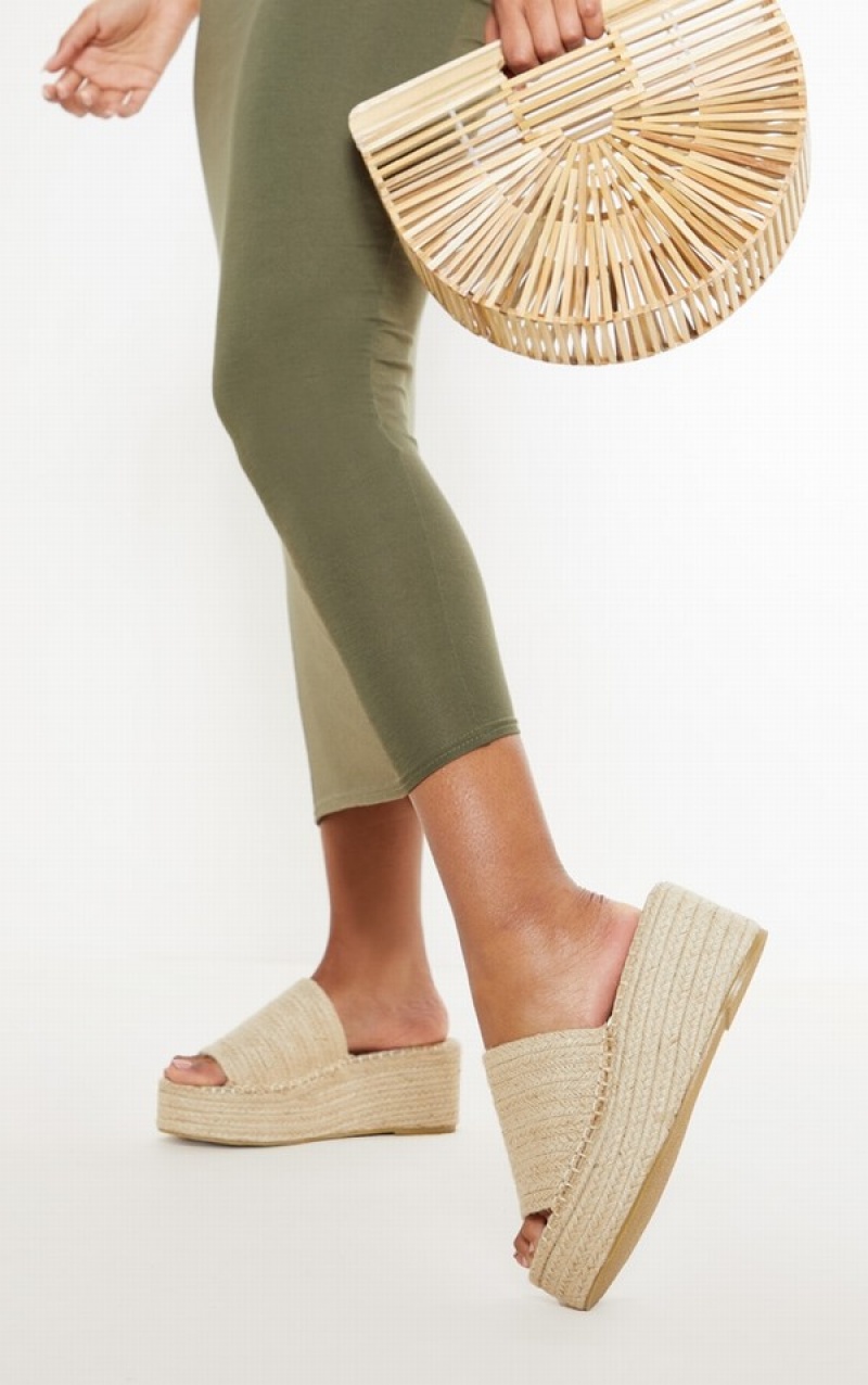 Beige Pretty Little Thing Natural Espadrilleform Sandals | GWAFKVJ-50