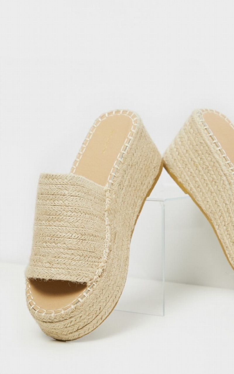 Beige Pretty Little Thing Natural Espadrilleform Sandals | GWAFKVJ-50