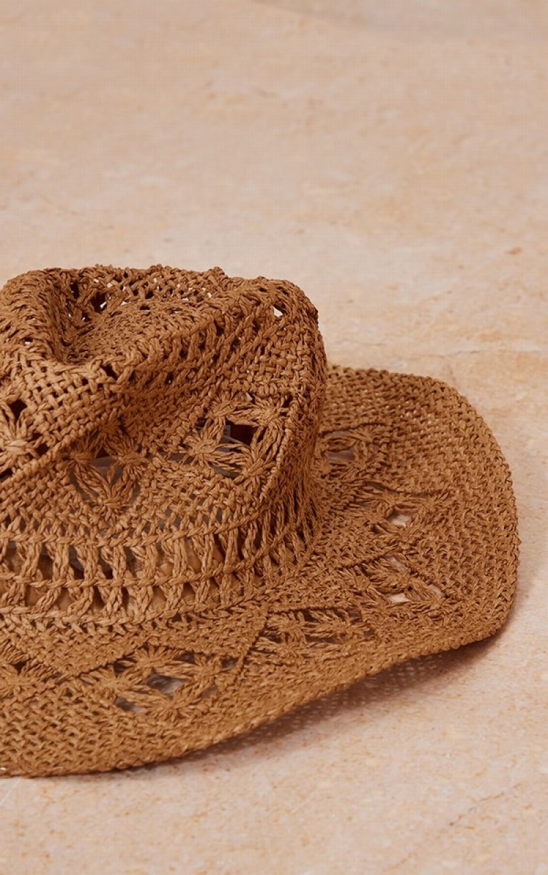 Beige Pretty Little Thing Natural Raffia Cowboy Hats | DQCTUEO-75