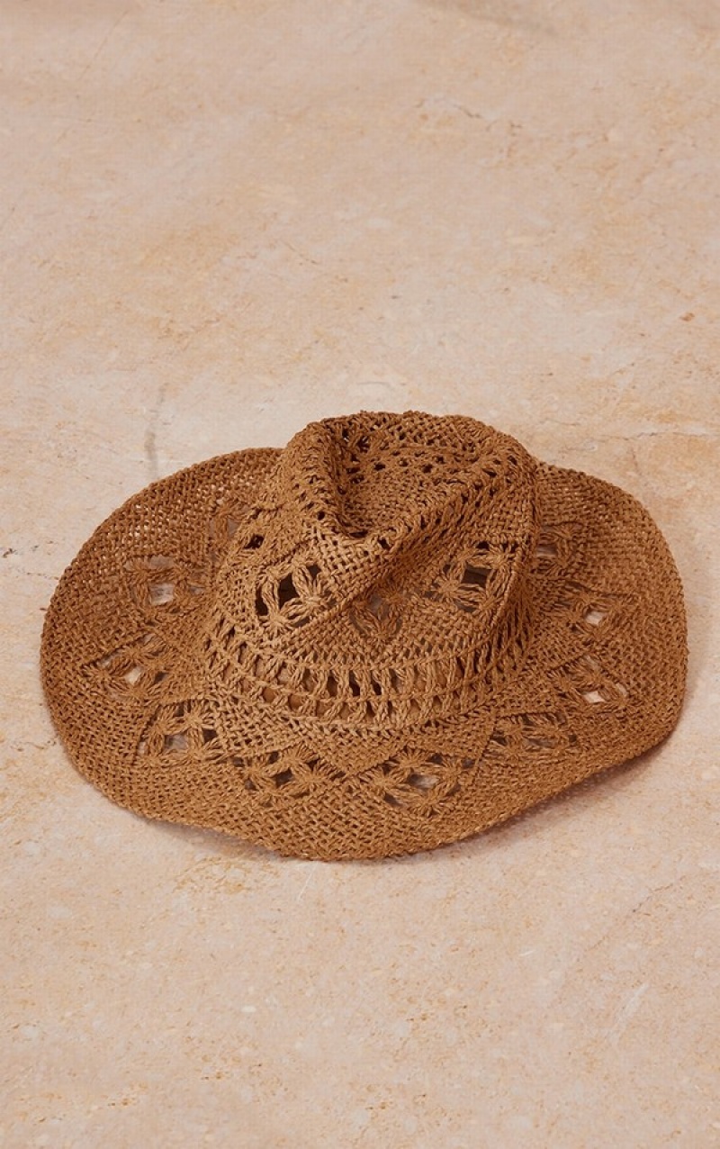 Beige Pretty Little Thing Natural Raffia Cowboy Hats | DQCTUEO-75