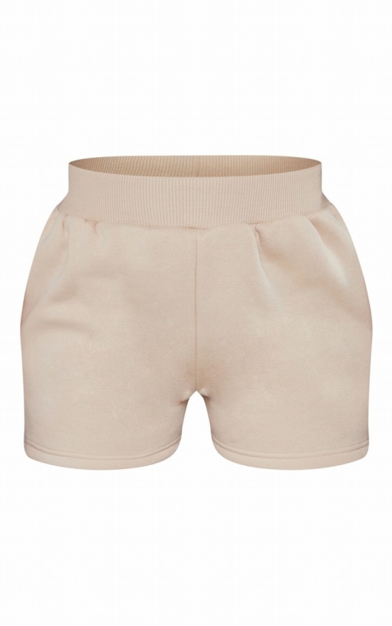 Beige Pretty Little Thing Oversized Thick Waistband Runner Shorts | NCVXHBI-50