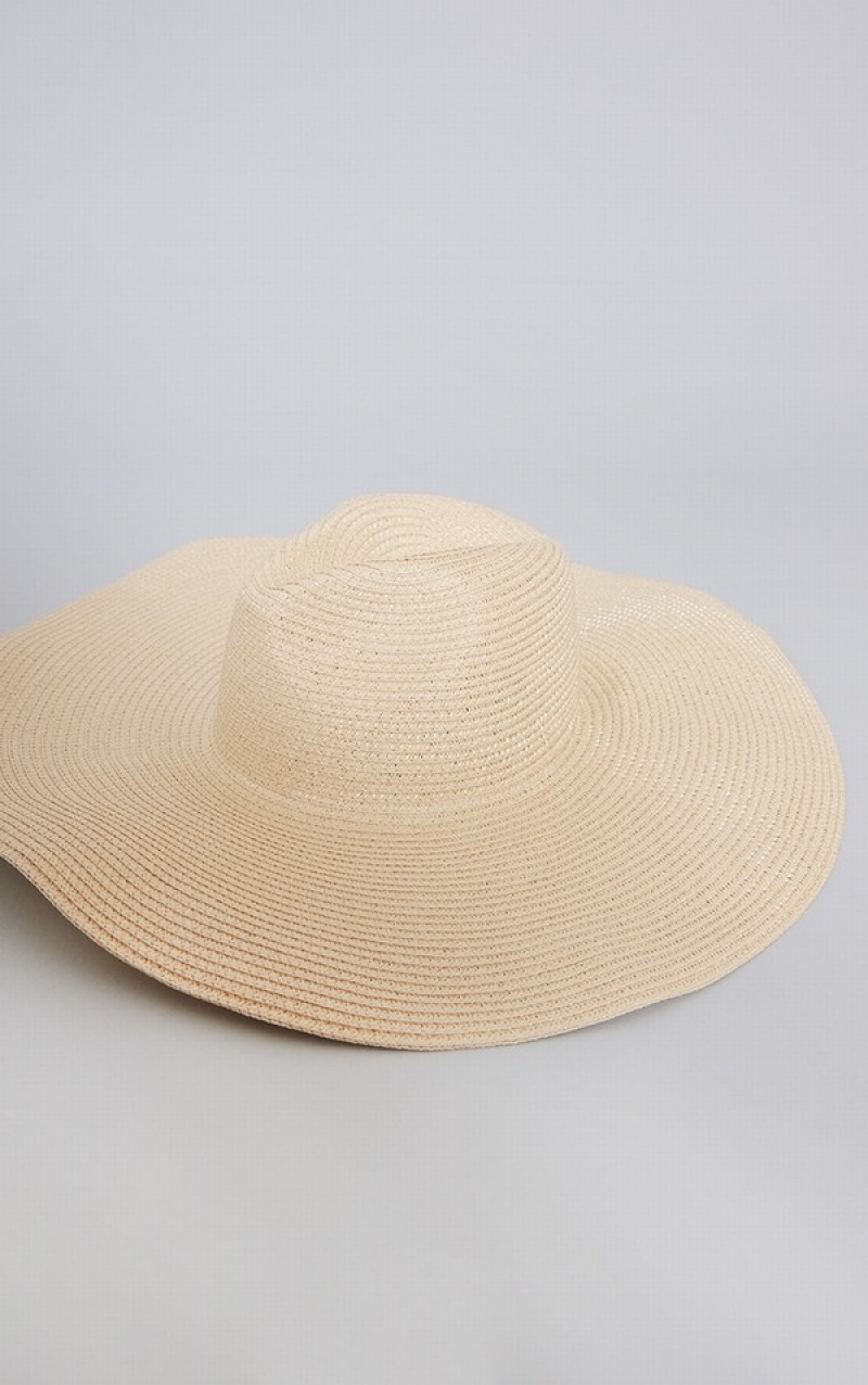 Beige Pretty Little Thing Oversized Woven Fedora Hats | FBRSMDJ-12