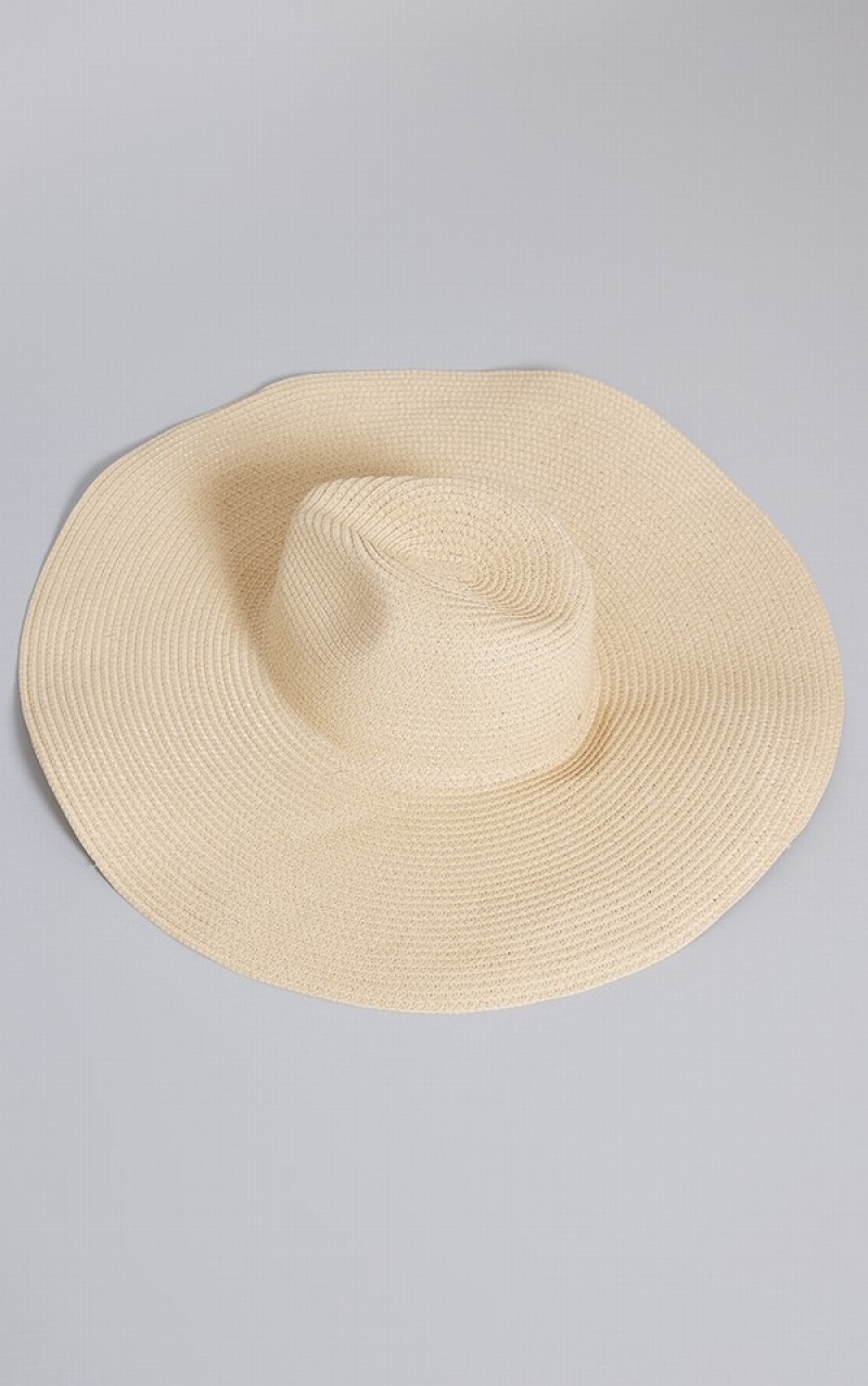 Beige Pretty Little Thing Oversized Woven Fedora Hats | FBRSMDJ-12