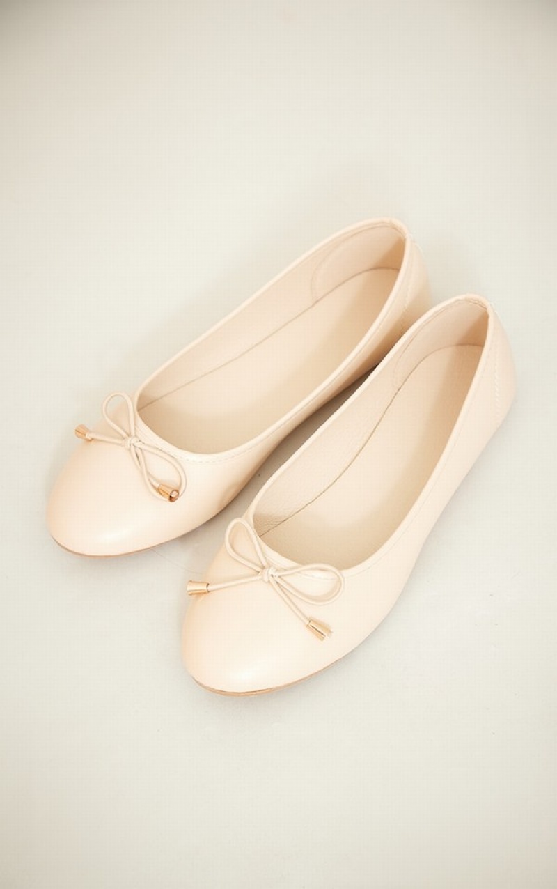 Beige Pretty Little Thing PU Ballet Pumps | FCGNIAW-23