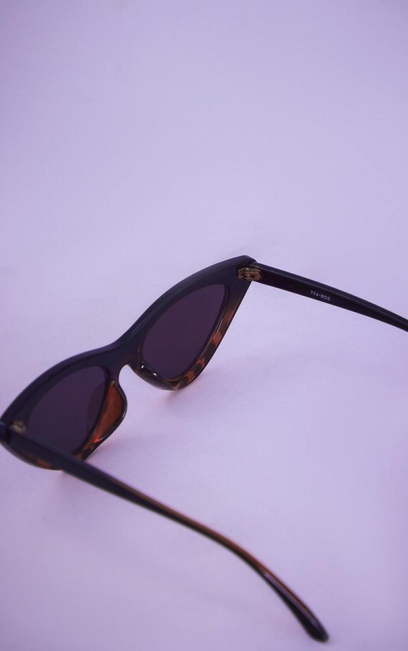 Black Pretty Little Thing Animal Cat Eye Retro Sunglasses | WPIUAYN-07