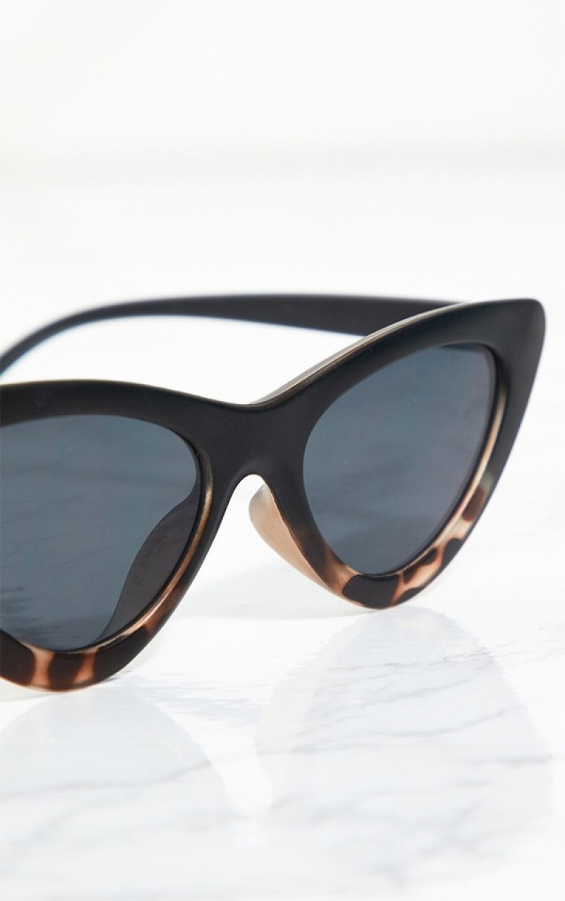 Black Pretty Little Thing Animal Cat Eye Retro Sunglasses | WPIUAYN-07