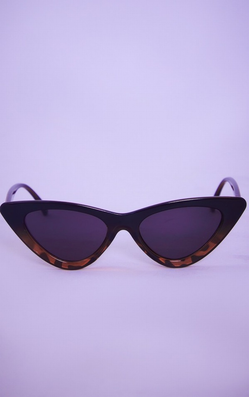 Black Pretty Little Thing Animal Cat Eye Retro Sunglasses | WPIUAYN-07