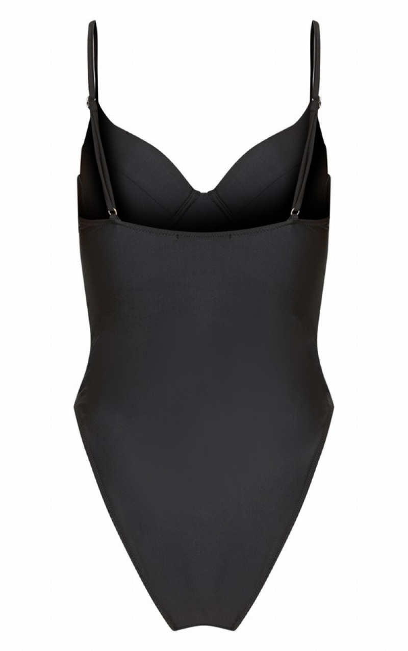 Black Pretty Little Thing Basic Cupped Swimsuits | KQVDRHA-09