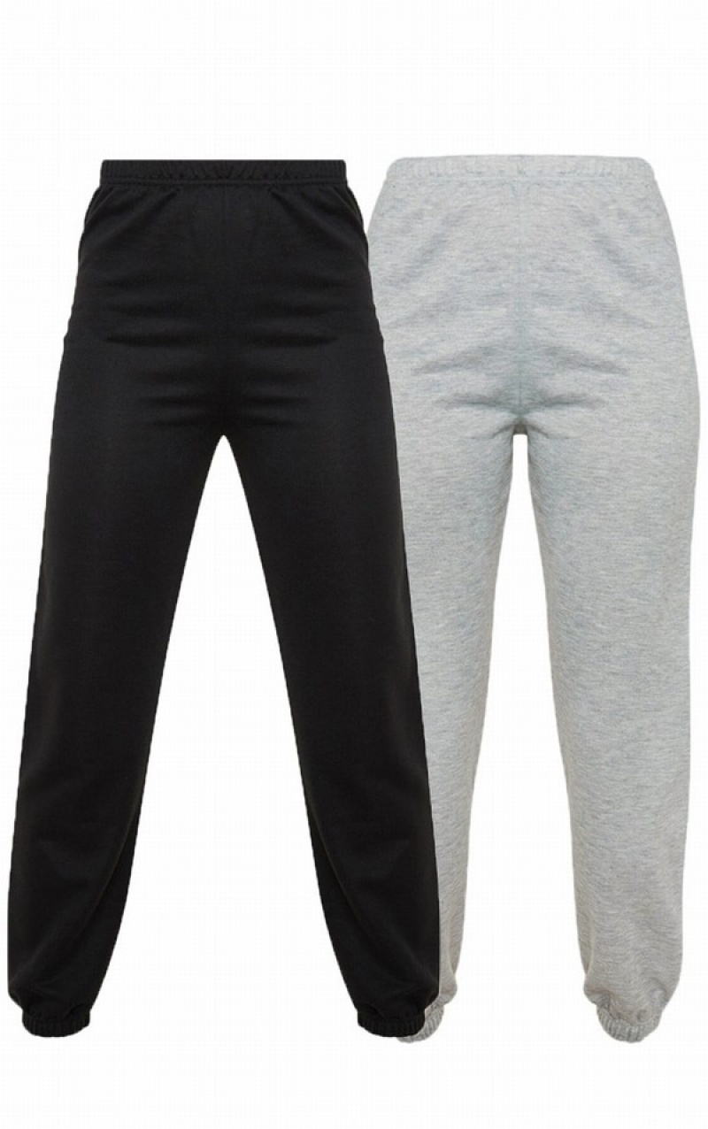 Black Pretty Little Thing Basic Two Pack Sweatpants | FMUASWC-25