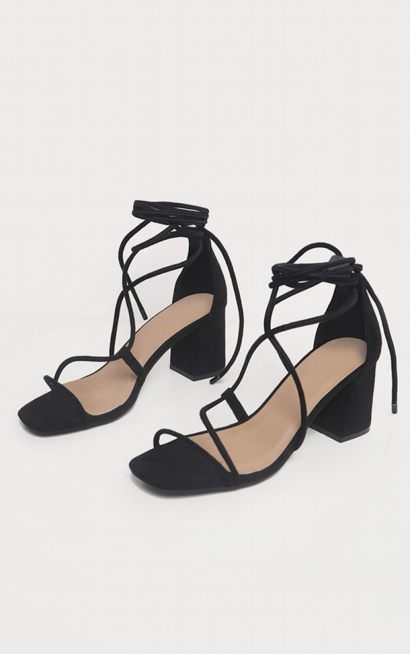 Black Pretty Little Thing Block Heels | KGHMINO-91