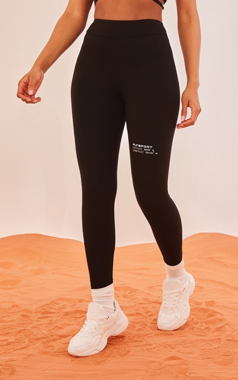 Black Pretty Little Thing Brushed Sculpt Ruched Bum High Waist Sport Leggings | VUENTID-38