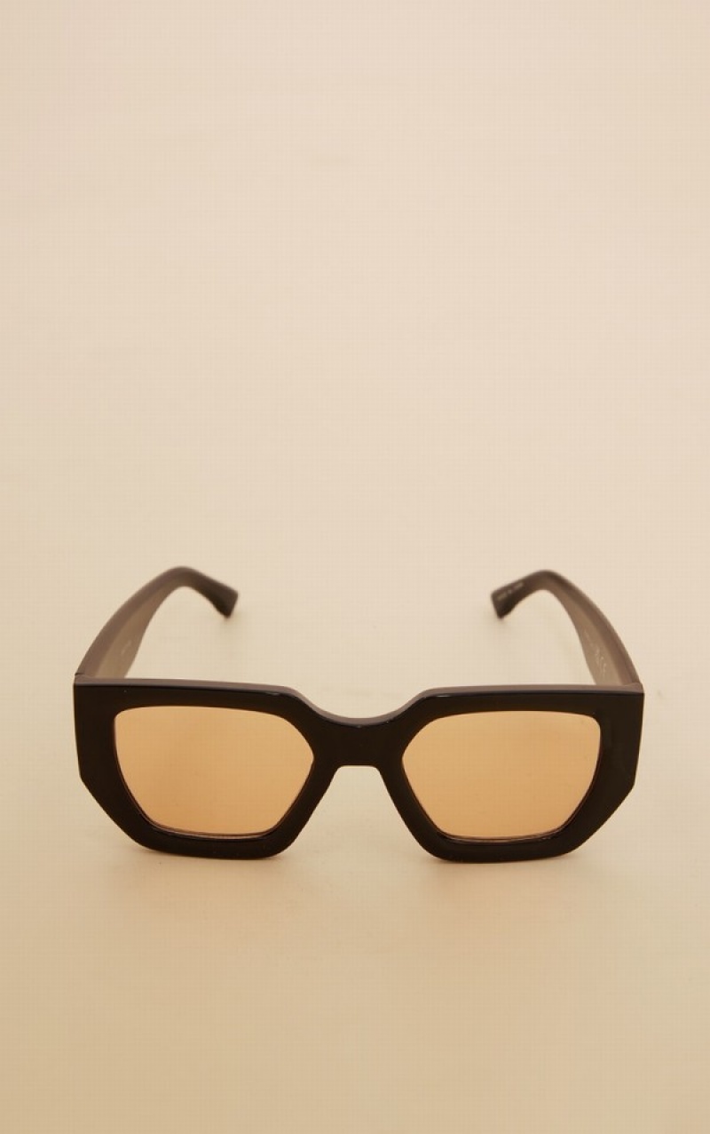 Black Pretty Little Thing Chunky Lens Square Frame Sunglasses | WQHIGMB-04