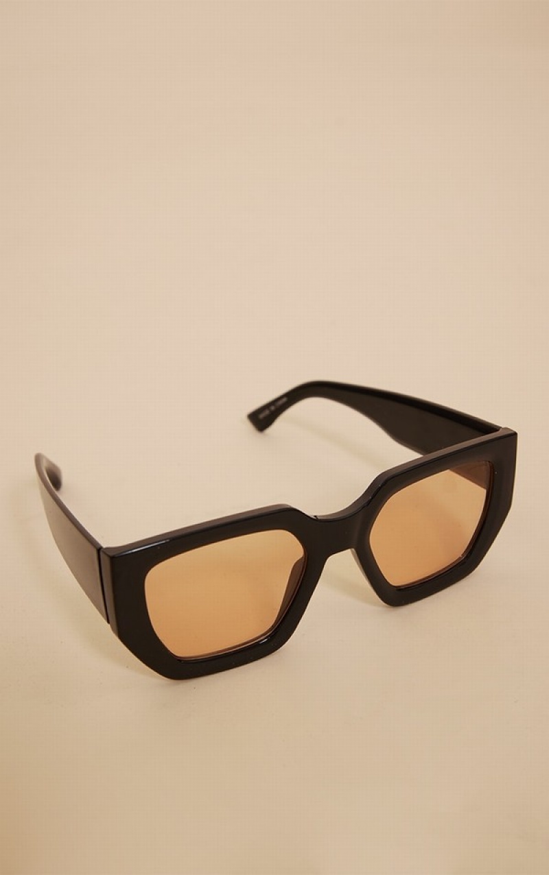 Black Pretty Little Thing Chunky Lens Square Frame Sunglasses | WQHIGMB-04