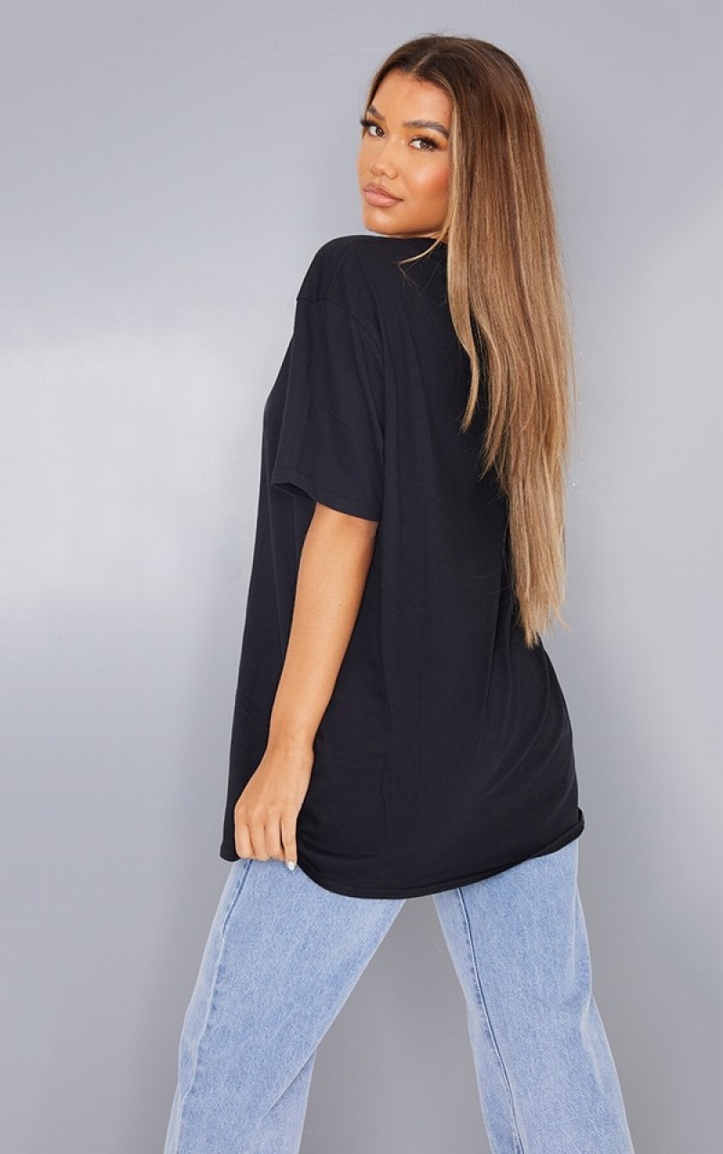 Black Pretty Little Thing Cotton 2 Pack Oversized T-shirts | RDSGXUA-23