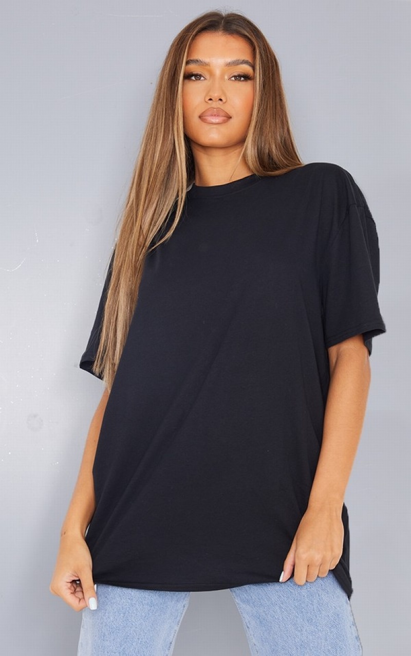 Black Pretty Little Thing Cotton 2 Pack Oversized T-shirts | RDSGXUA-23