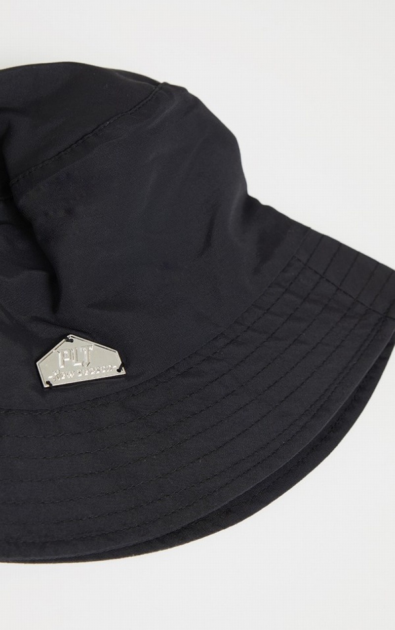 Black Pretty Little Thing Detail Bucket Hats | KMZYUAR-86