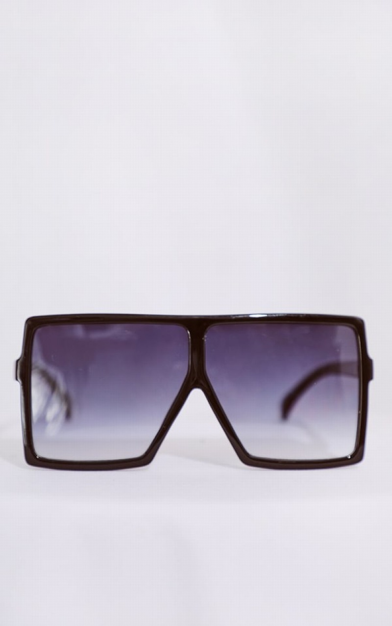 Black Pretty Little Thing Gradient Oversized Sunglasses | HAGDQZY-31