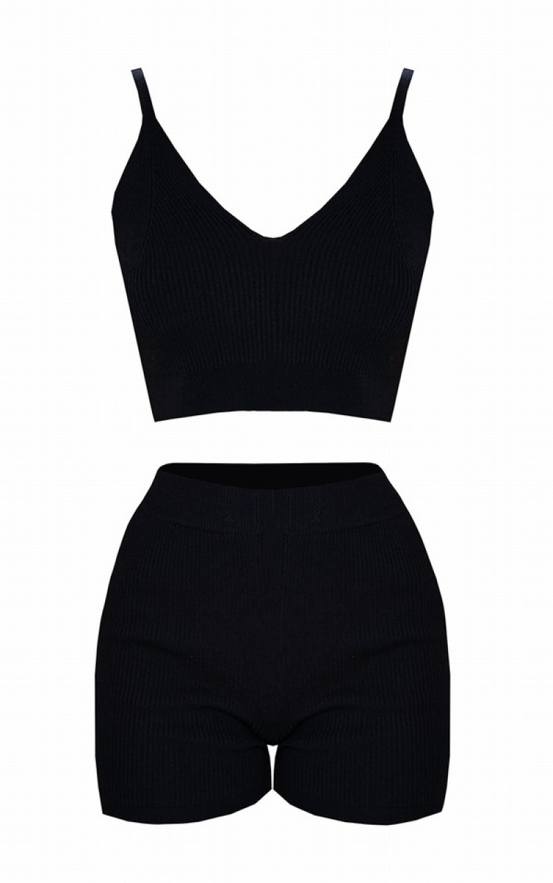 Black Pretty Little Thing Knitlette & Shorts | LTDVSRE-57