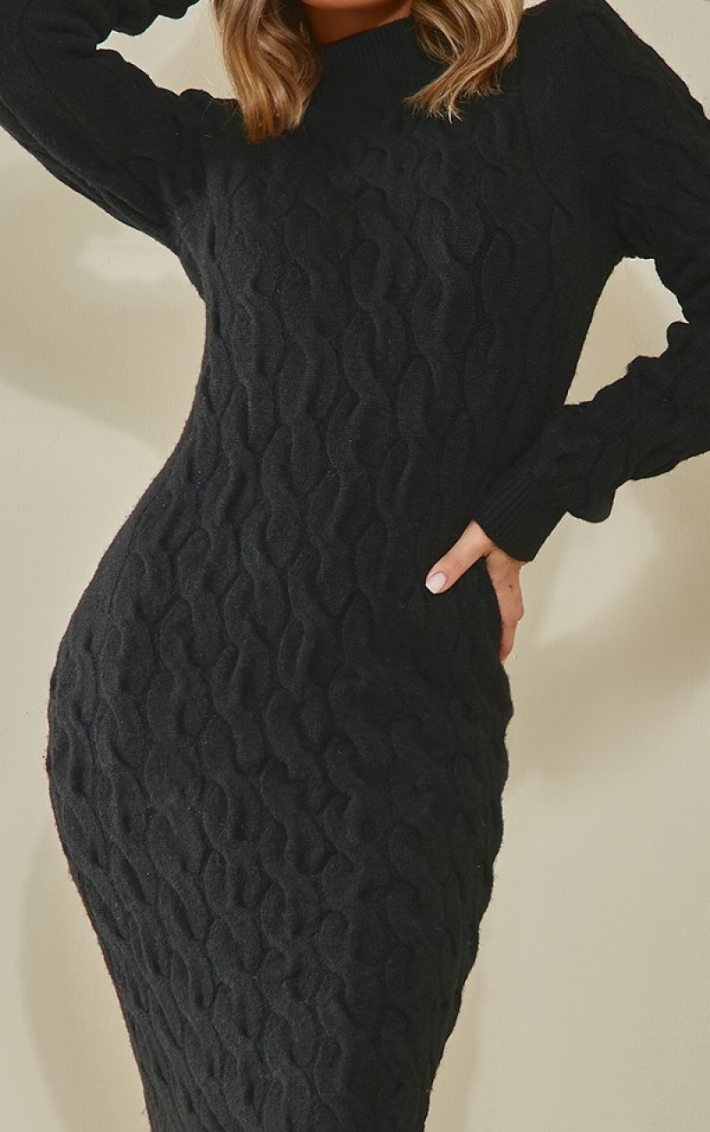 Black Pretty Little Thing Knitted Maxi Dresses | MWGVDLA-69