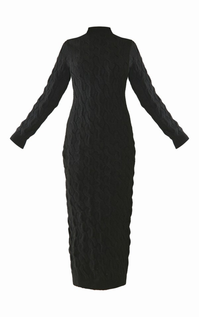 Black Pretty Little Thing Knitted Maxi Dresses | MWGVDLA-69