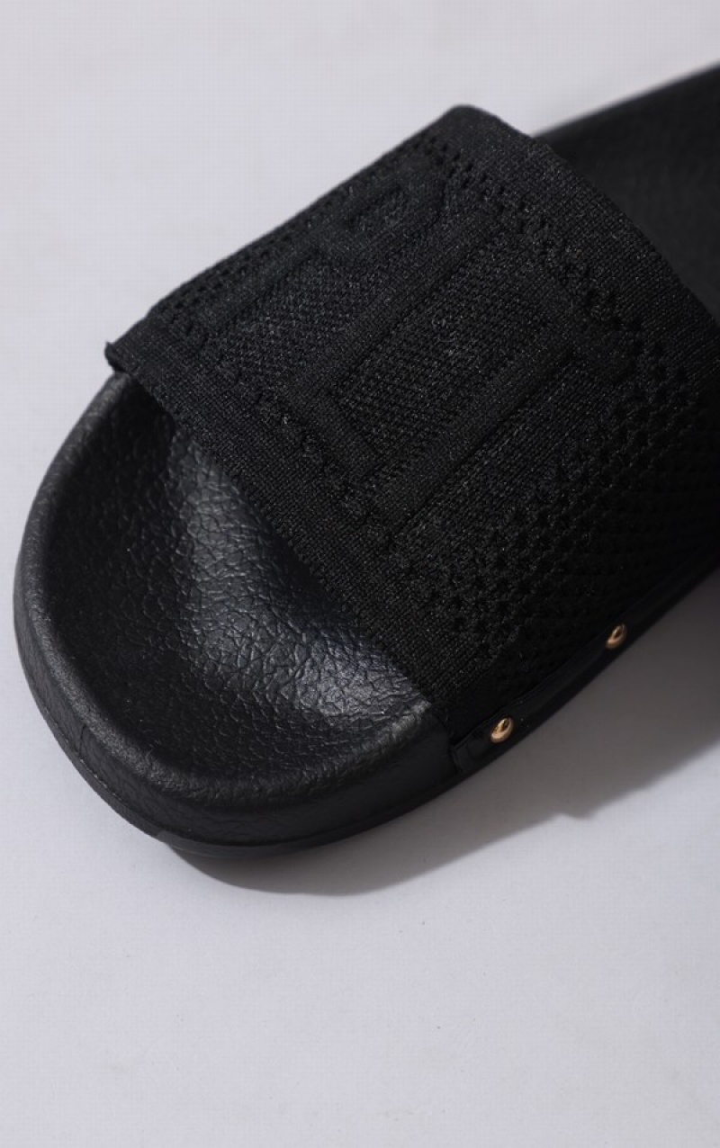 Black Pretty Little Thing Knitted Slides | XLQTVGM-35