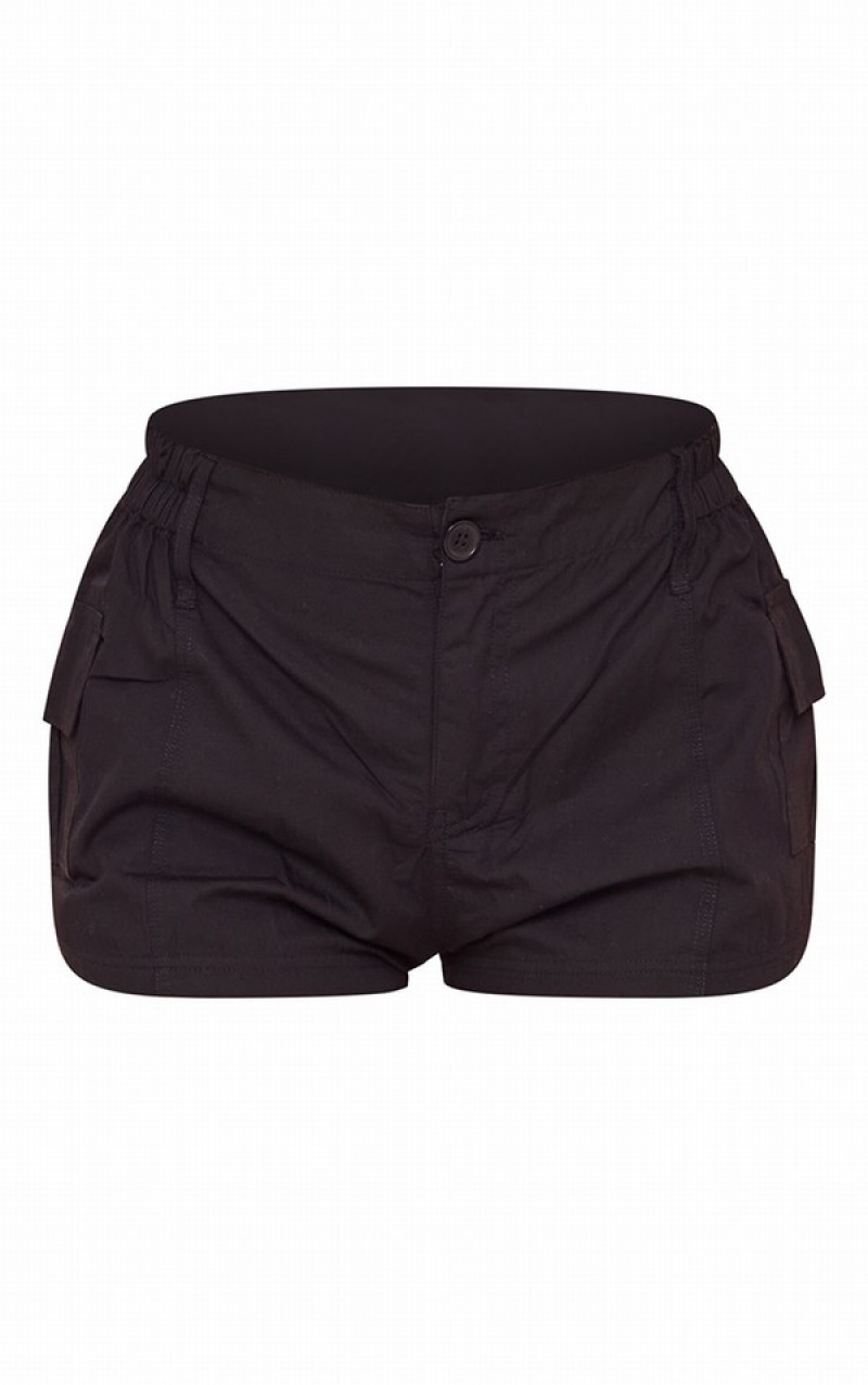 Black Pretty Little Thing Lightweight Low Rise Cargo Shorts | TNEFPRJ-23