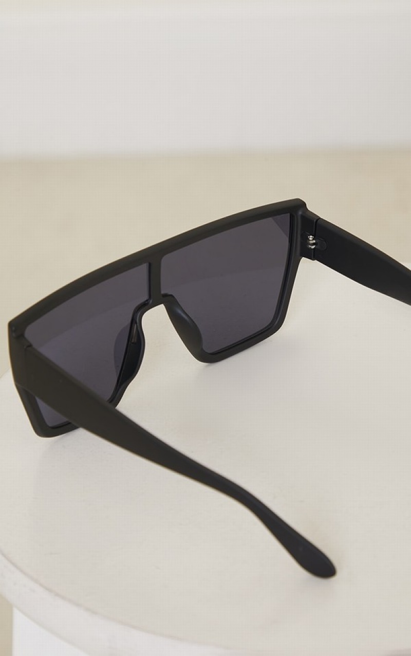 Black Pretty Little Thing Matte Oversized Square Frame Sunglasses | DWELZMQ-10