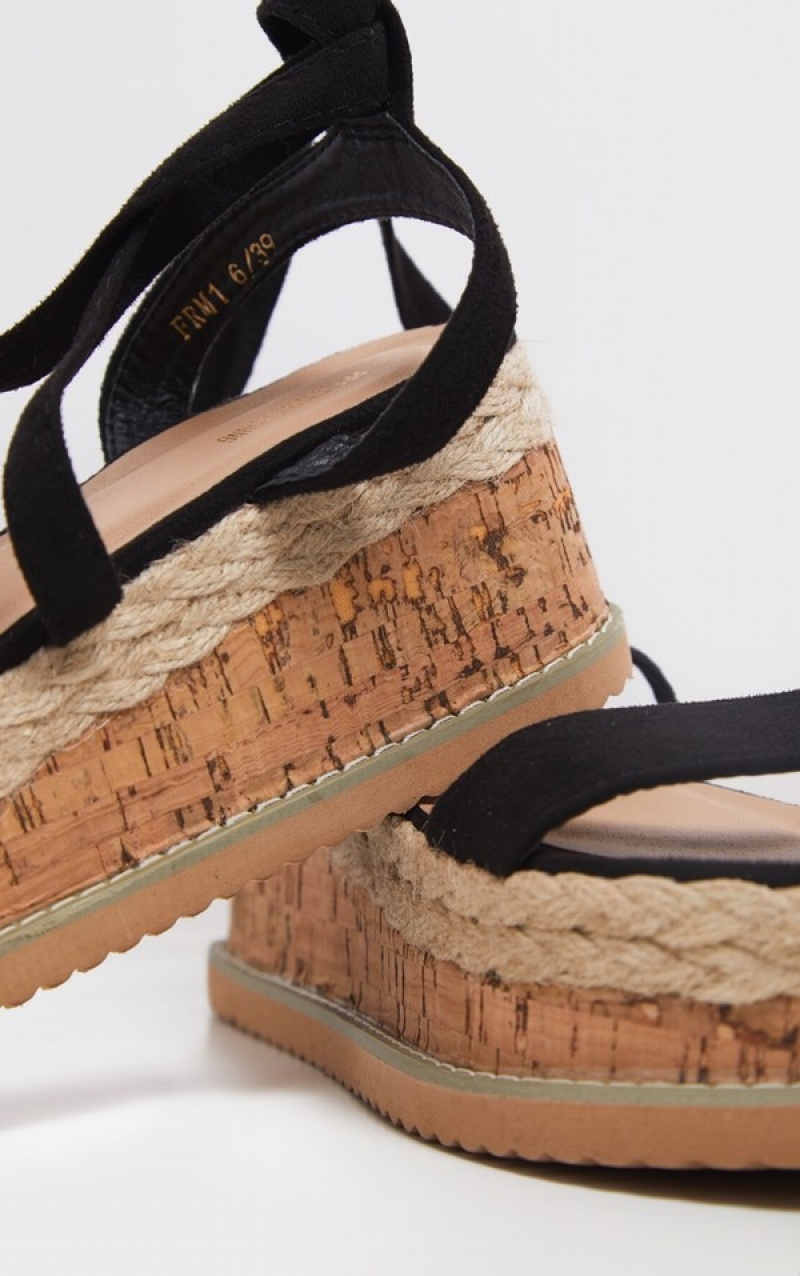 Black Pretty Little Thing Niella Espadrilleform Sandals | RXEUSFO-14