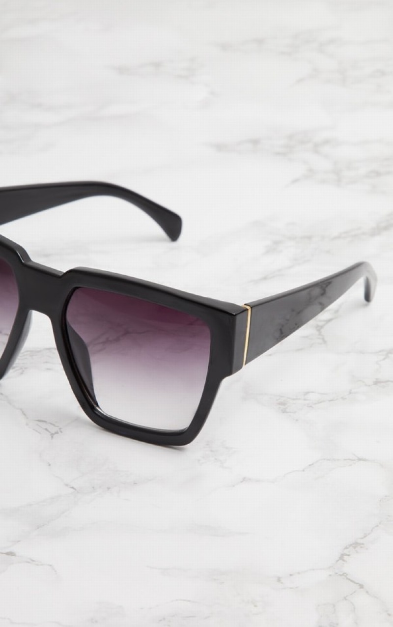 Black Pretty Little Thing Oversized Square Sunglasses | CIMSVXL-89