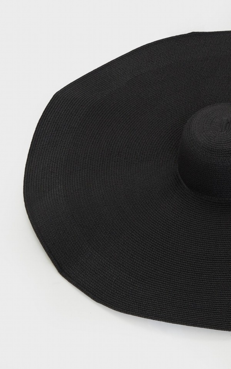 Black Pretty Little Thing Oversized Straw Hats | SOFURTD-56