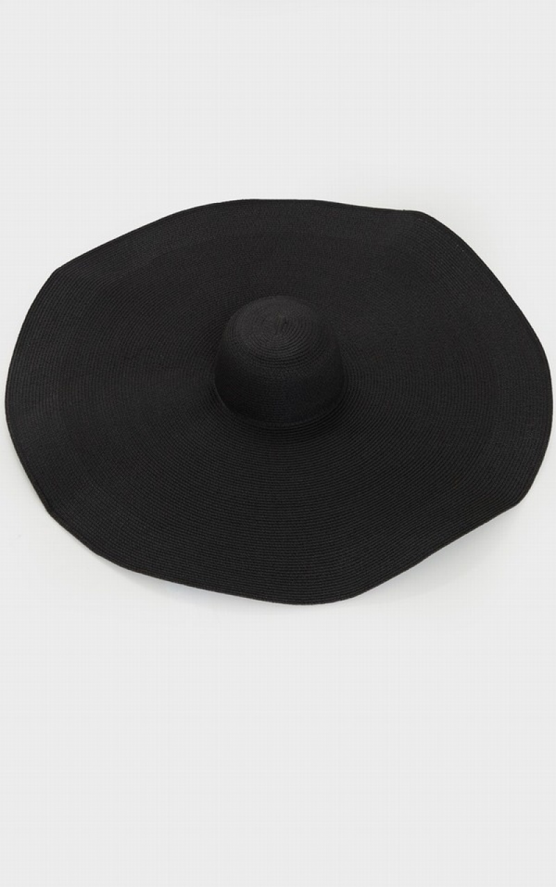 Black Pretty Little Thing Oversized Straw Hats | SOFURTD-56