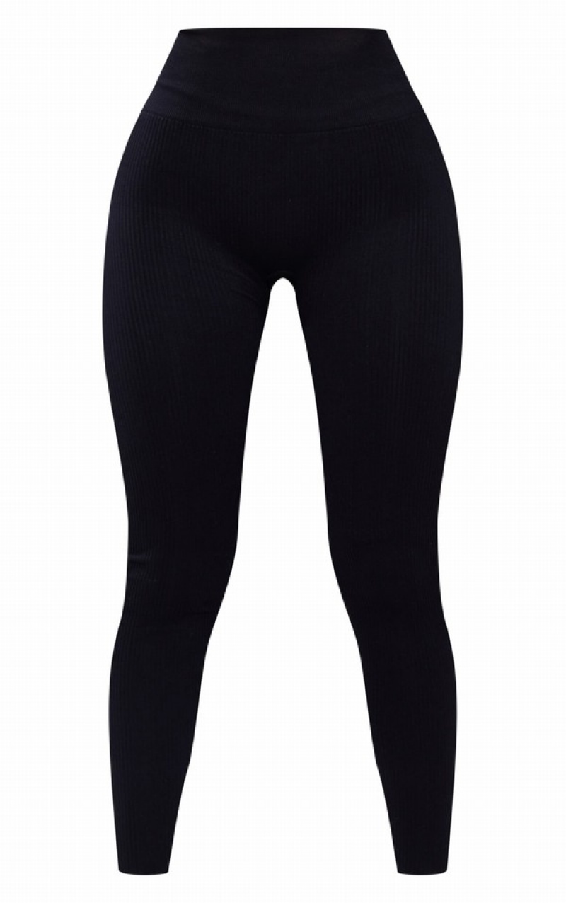 Black Pretty Little Thing Petite Contour High Waisted Leggings | FZBECTG-98