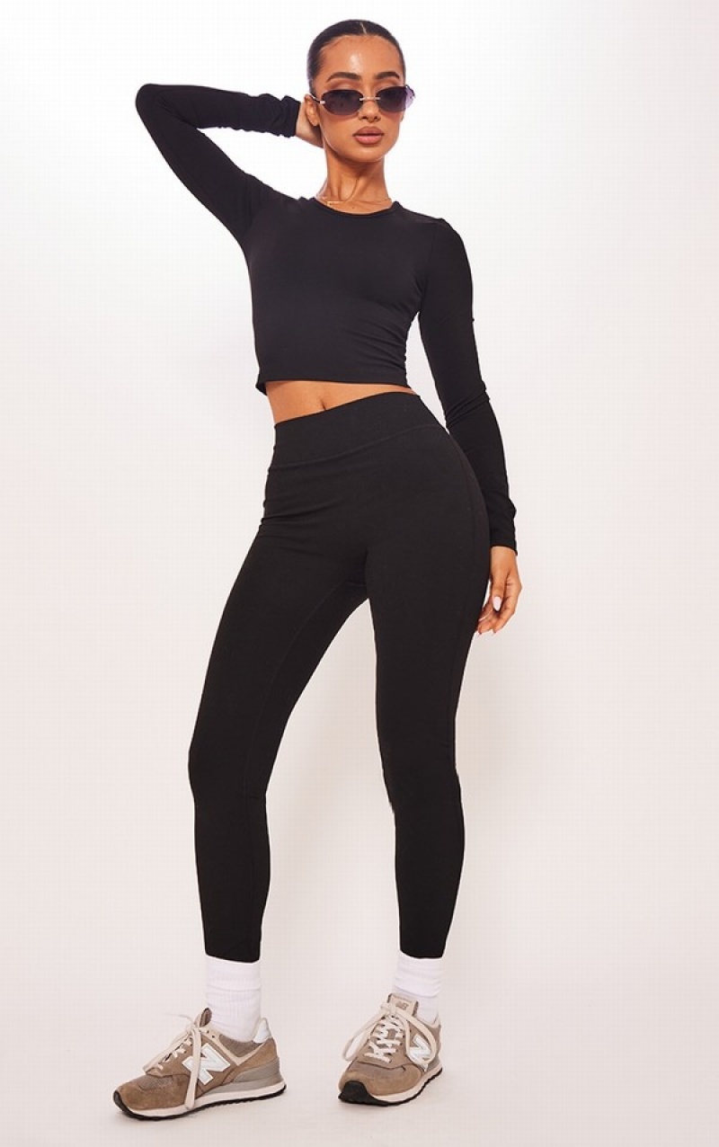 Black Pretty Little Thing Petite Contour Sculpt Leggings | INMFBKO-78