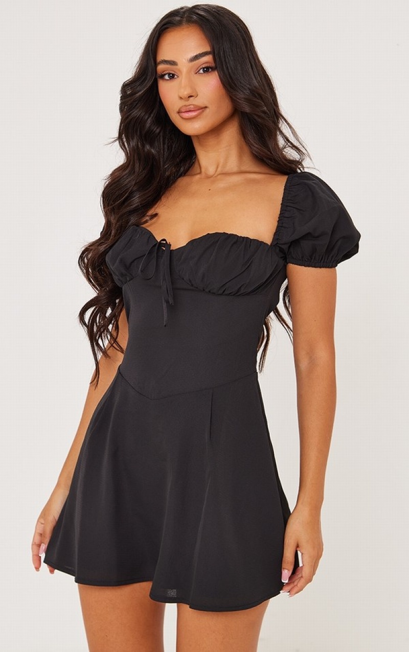 Black Pretty Little Thing Petite Sleeve Dresses | ORLWMIT-02