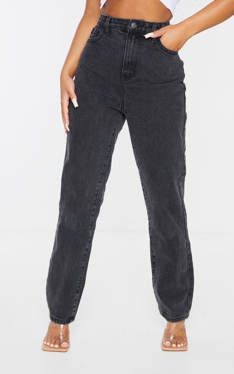 Black Pretty Little Thing Petite Straight Leg Jeans | QXAHRNT-84