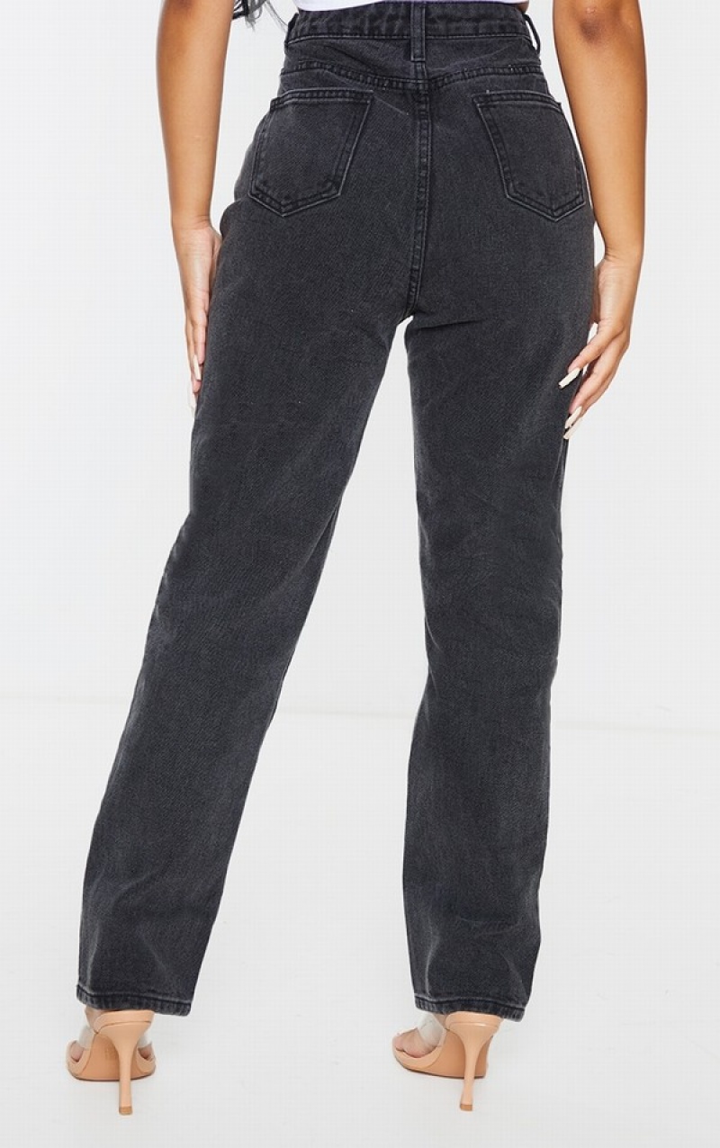 Black Pretty Little Thing Petite Straight Leg Jeans | QXAHRNT-84