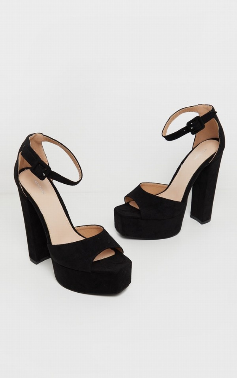 Black Pretty Little Thing Platform High Heels | YDETNGR-35