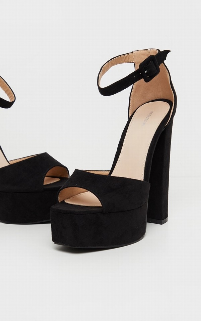 Black Pretty Little Thing Platform High Heels | YDETNGR-35