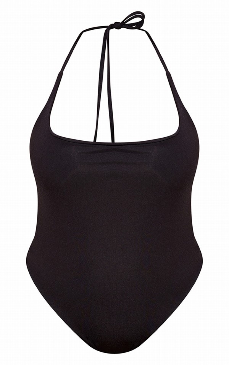 Black Pretty Little Thing Plus Cowl Neck Swimsuits | EGQTVWB-47