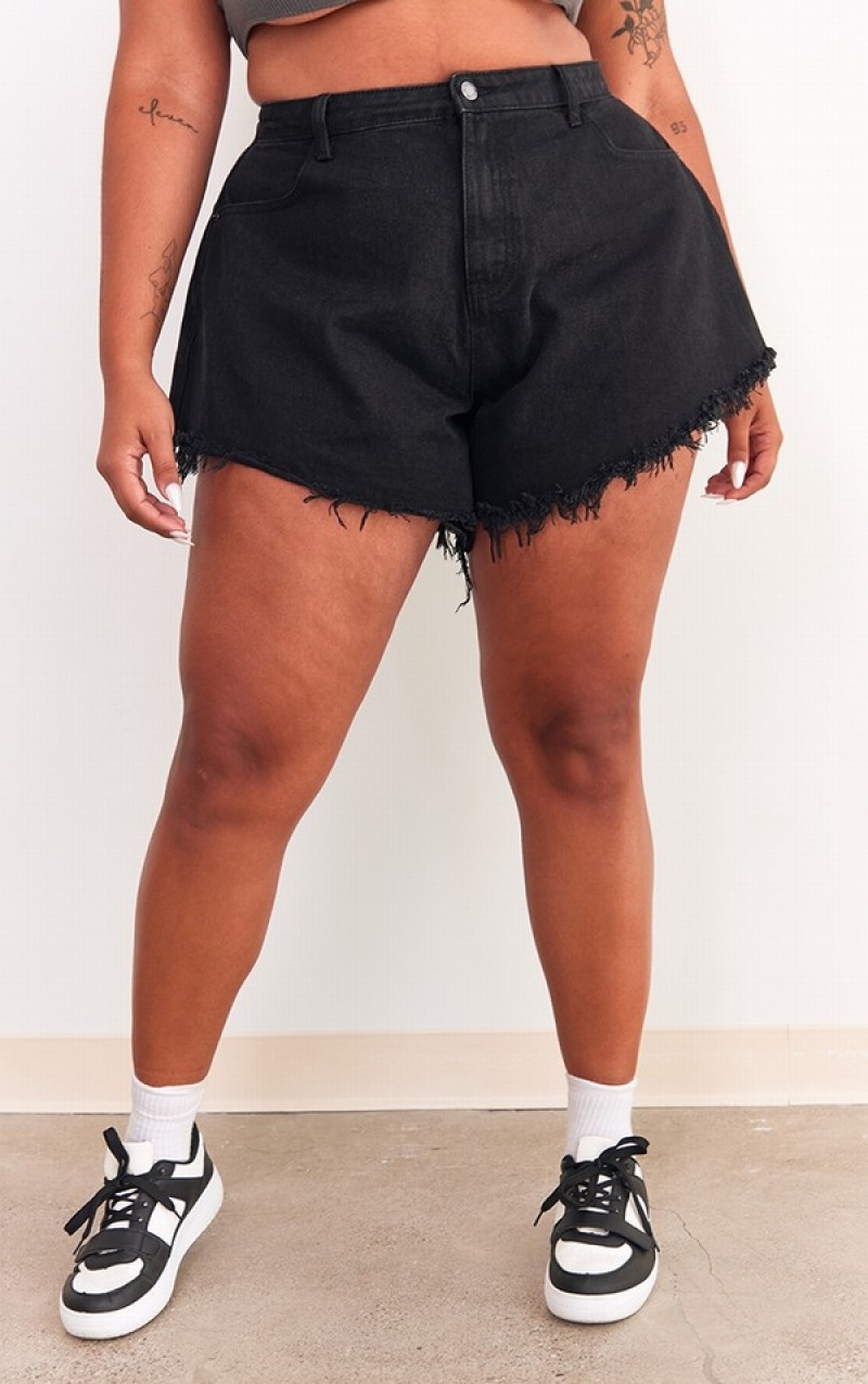 Black Pretty Little Thing Plus Floaty Shorts | SLYEKQD-57