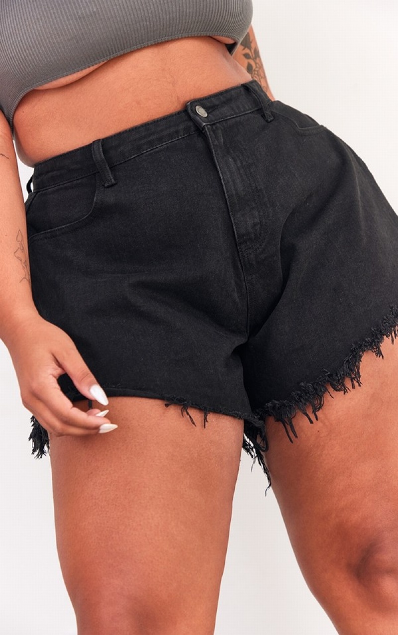 Black Pretty Little Thing Plus Floaty Shorts | SLYEKQD-57