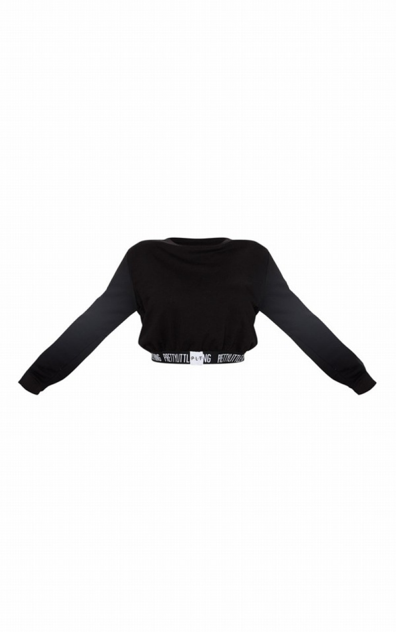 Black Pretty Little Thing Plus Loungeer Sweatshirts | HWVYQPF-62