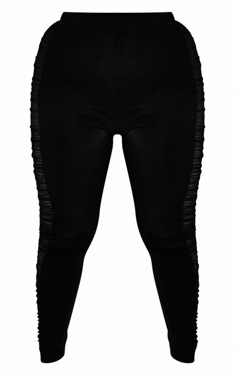 Black Pretty Little Thing Plus Mesh Side Panel Leggings | GEOINCQ-74