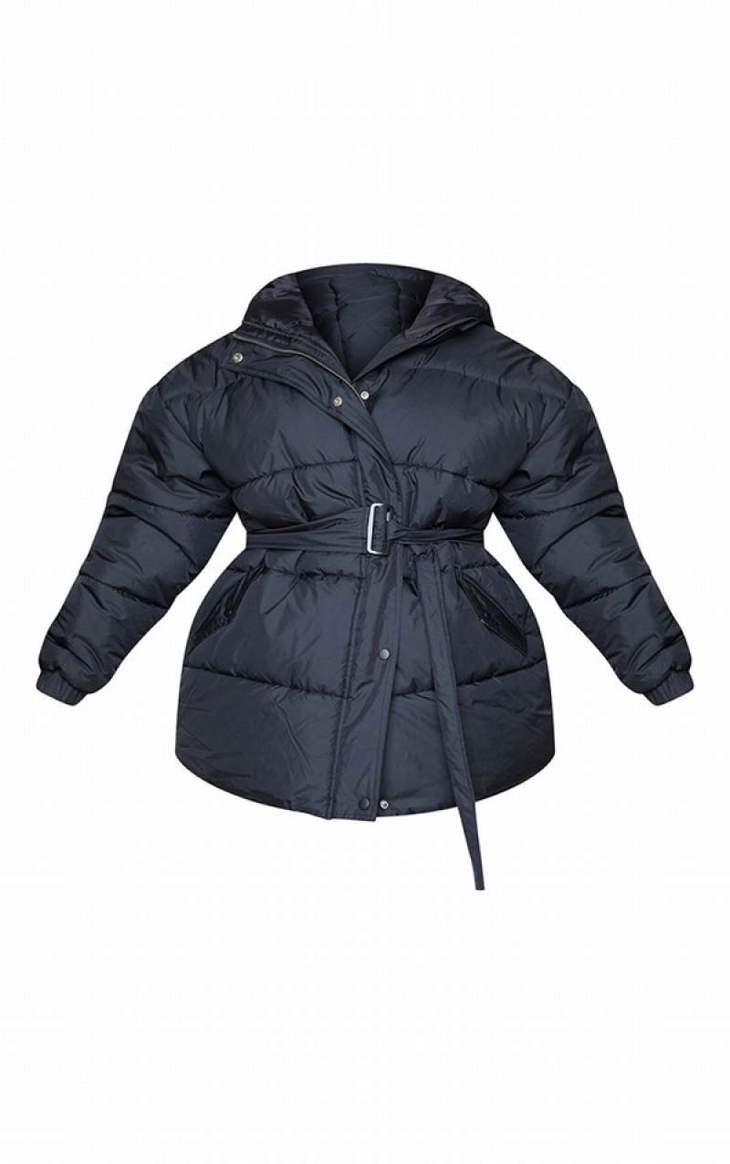 Black Pretty Little Thing Plus ed Puffer Jackets | CMLVHBO-70